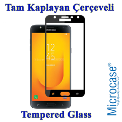 Galaxy J7 Duo Tam Kaplayan Çerçeveli Tempered Ekran Koruma-SİYAH