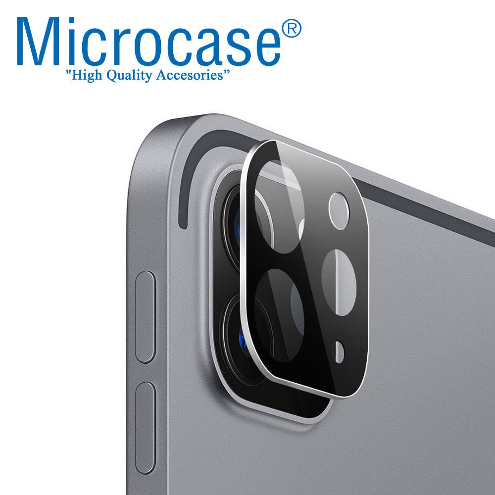 Microcase iPad Pro 11 2020 Kamera Camı Lens Koruyucu Glass Metal Çerçeveli - Gümüş