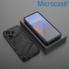 Microcase Xiaomi Redmi Note 13 Pro Plus Global Matrix Serisi Armor Standlı Perfect Koruma Kılıf - Siyah AL3416