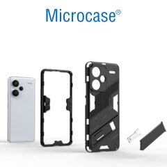 Microcase Xiaomi Redmi Note 13 Pro Plus Global Matrix Serisi Armor Standlı Perfect Koruma Kılıf - Siyah AL3416