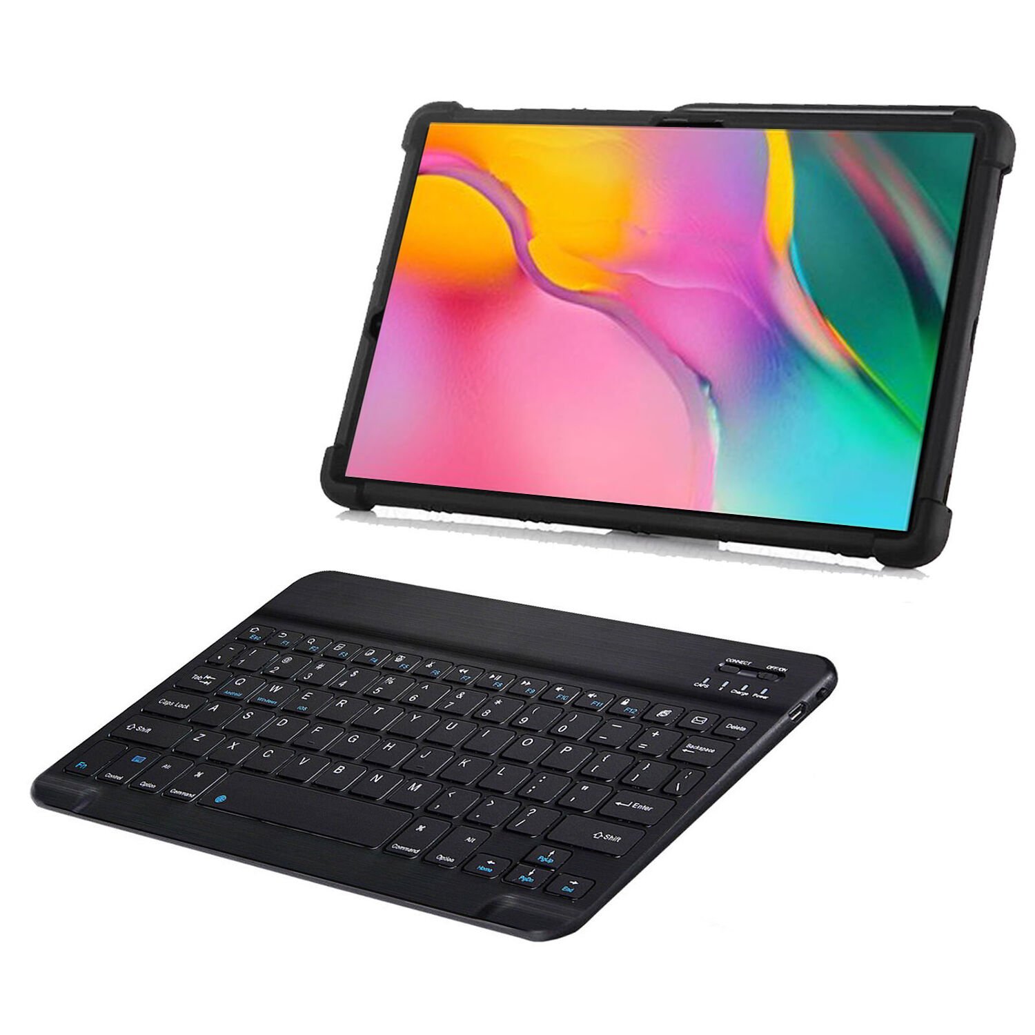Microcase Samsung Galaxy Tab A7 Lite 2021 8.7Inch T220 T225 2in1 Set Standlı Silikon Kılıf + Bluetooth Klavye - AL8107