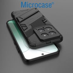 Microcase Xiaomi 14 Global Matrix Serisi Armor Standlı Perfect Koruma Kılıf - Siyah AL3416