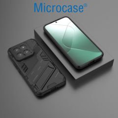 Microcase Xiaomi 14 Global Matrix Serisi Armor Standlı Perfect Koruma Kılıf - Siyah AL3416