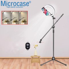 Microcase 26 cm Led Halka Işıklı Ürün Çekim Tripodu Bluetooth Kumandalı - AL2662