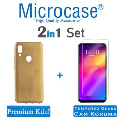 Microcase Meizu Note 9 Premium Matte Silikon Kılıf + Tempered Glass Cam Koruma