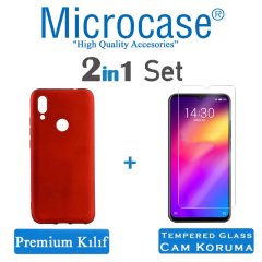 Microcase Meizu Note 9 Premium Matte Silikon Kılıf + Tempered Glass Cam Koruma