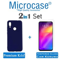 Microcase Meizu Note 9 Premium Matte Silikon Kılıf + Tempered Glass Cam Koruma