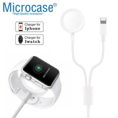 Microcase Apple Watch Ultra 2in1 Manyetik Lightning+USB Şarj Kablosu 1.2m Beyaz AL2363