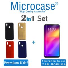 Microcase Meizu Note 9 Premium Matte Silikon Kılıf + Tempered Glass Cam Koruma