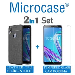 Microcase Asus zenfone Max Pro ZB602KL Leather Slikon Kılıf + CAM