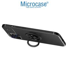 Microcase iPhone 13 Focus Serisi Yüzüklü Silikon Kılıf - Siyah