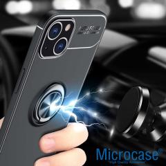 Microcase iPhone 13 Focus Serisi Yüzüklü Silikon Kılıf - Siyah
