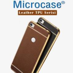 Redmi Note 5A Leather TPU Serisi Deri Kaplama Silikon Kılıf+Cam