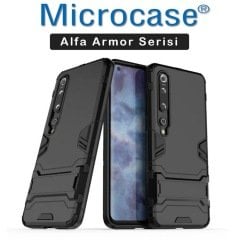 Microcase Xiaomi Mi 10 Pro Alfa Serisi Armor Standlı Perfect Koruma Kılıf - Siyah