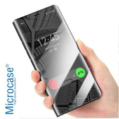 Microcase OnePlus 7 Pro Aynalı Kapak Clear View Flip Cover Mirror Kılıf - Siyah