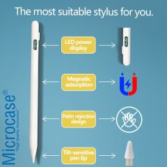 Microcase iPad iOS Tabletler için Manyetik Dijital Göstergeli Aktif Stylus Dokunmatik Kalem - AL4114