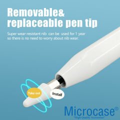 Microcase iPad iOS Tabletler için Manyetik Dijital Göstergeli Aktif Stylus Dokunmatik Kalem - AL4114