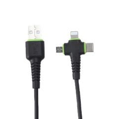 Microcase 25cm 3in1 Lightning Type C Micro USB Şarj ve Data Kablosu-AL4374