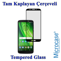 Moto G6 Play Tam Kaplayan Çerçeveli Tempered Ekran Koruma-SİYAH