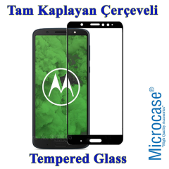 Moto G6 Plus Tam Kaplayan Çerçeveli Tempered Ekran Koruma-SİYAH