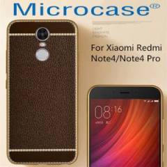 Redmi Note 4 Leather TPU Serisi Deri Kaplama Silikon Kılıf + Cam