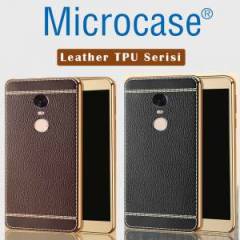 Redmi Note 4 Leather TPU Serisi Deri Kaplama Silikon Kılıf + Cam