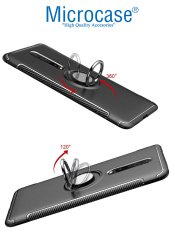 Microcase Xiaomi Redmi K30 Yüzük Standlı Armor Silikon Kılıf - Siyah