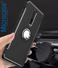 Microcase Xiaomi Redmi K30 Yüzük Standlı Armor Silikon Kılıf - Siyah