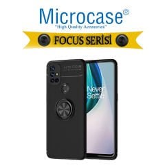 Microcase OnePlus Nord N10 Focus Serisi Yüzük Standlı Silikon Kılıf - Siyah