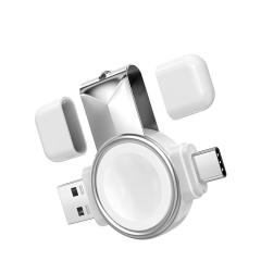 Microcase Apple Watch Series 8 41mm - 45mm 2in1 Type-C&USB Manyetik Şarj Aygıtı AL2730 Beyaz