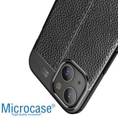 Microcase iPhone 13 Leather Serisi Silikon Kılıf - Siyah