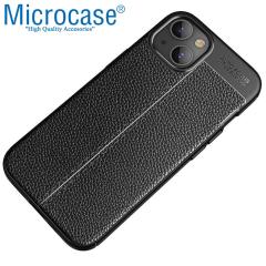 Microcase iPhone 13 Leather Serisi Silikon Kılıf - Siyah