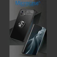 Microcase Xiaomi Mi 11 Focus Serisi Yüzük Standlı Silikon Kılıf - Siyah