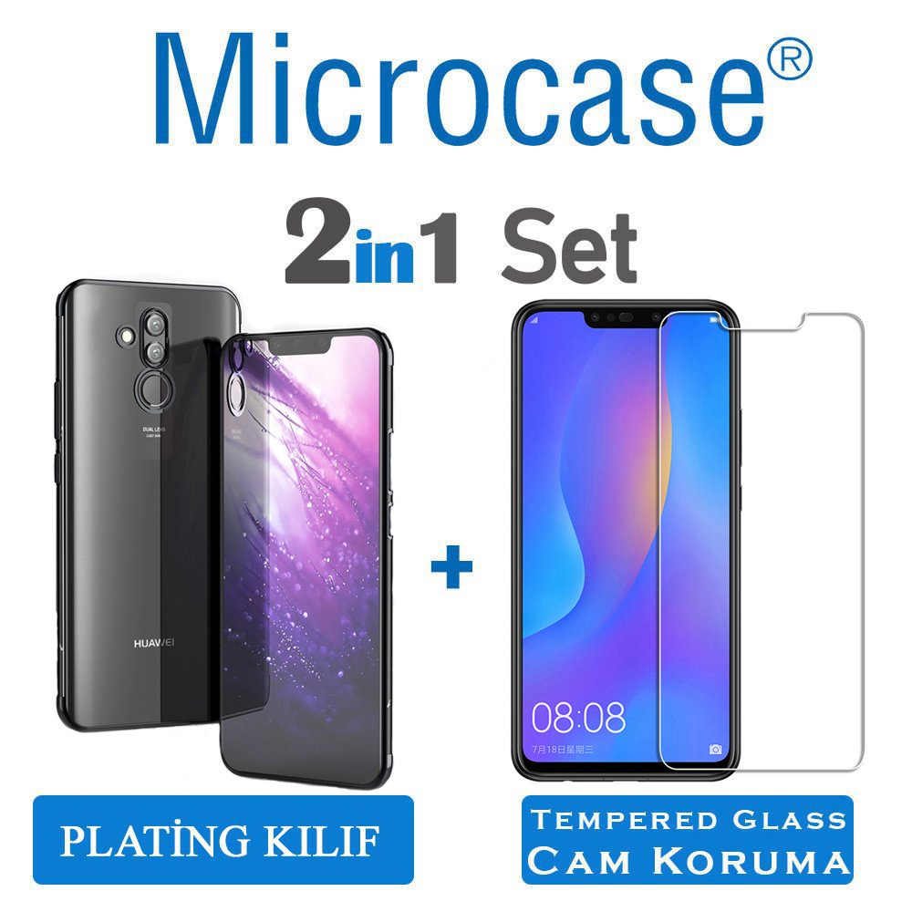 Microcase Huawei Mate 20 Lite Plating Silikon Kılıf + Cam Koruma