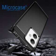 Microcase Xiaomi Redmi Note 12R Pro 6.67 inch Brushed Carbon Fiber Silikon Kılıf - Siyah AL3332