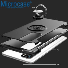 Microcase Huawei P40 Yüzük Standlı Armor Silikon Kılıf - Siyah
