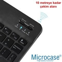 Microcase Tablet Telefonlar için RGB Işıklı Şarjlı Bluetooth Klavye + TR Klavye Sticker AL2670 Siyah