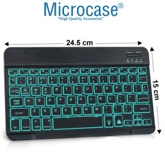 Microcase Tablet Telefonlar için RGB Işıklı Şarjlı Bluetooth Klavye + TR Klavye Sticker AL2670 Siyah