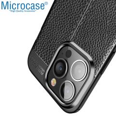 Microcase iPhone 13 Pro Leather Serisi Silikon Kılıf - Siyah
