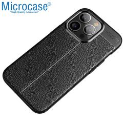 Microcase iPhone 13 Pro Leather Serisi Silikon Kılıf - Siyah