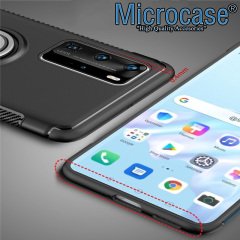 Microcase Huawei P40 Pro Yüzük Standlı Armor Silikon Kılıf - Siyah