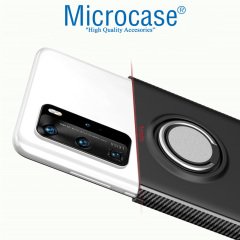 Microcase Huawei P40 Pro Yüzük Standlı Armor Silikon Kılıf - Siyah