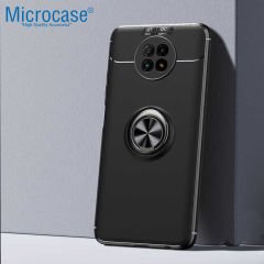 Microcase Xiaomi Redmi Note 9T Focus Serisi Yüzük Standlı Silikon Kılıf - Siyah