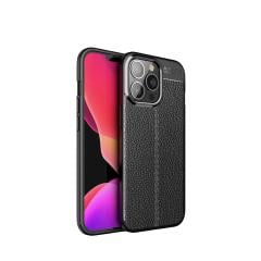 Microcase iPhone 13 Pro Max Leather Serisi Silikon Kılıf - Siyah