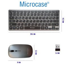 Microcase 2in1 Kablosuz ve Bluetooth Türkçe  Klavye Mouse Set Şarjlı - AL4285