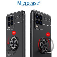 Microcase Realme 8 - Realme 8 Pro Focus Serisi Yüzük Standlı Silikon Kılıf - Siyah