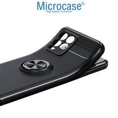 Microcase Realme 8 - Realme 8 Pro Focus Serisi Yüzük Standlı Silikon Kılıf - Siyah