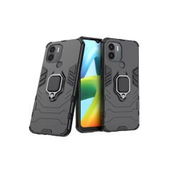 Microcase Xiaomi Poco C51 Batman Serisi Yüzük Standlı Armor Kılıf - Siyah AL3349