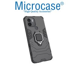 Microcase Xiaomi Poco C51 Batman Serisi Yüzük Standlı Armor Kılıf - Siyah AL3349