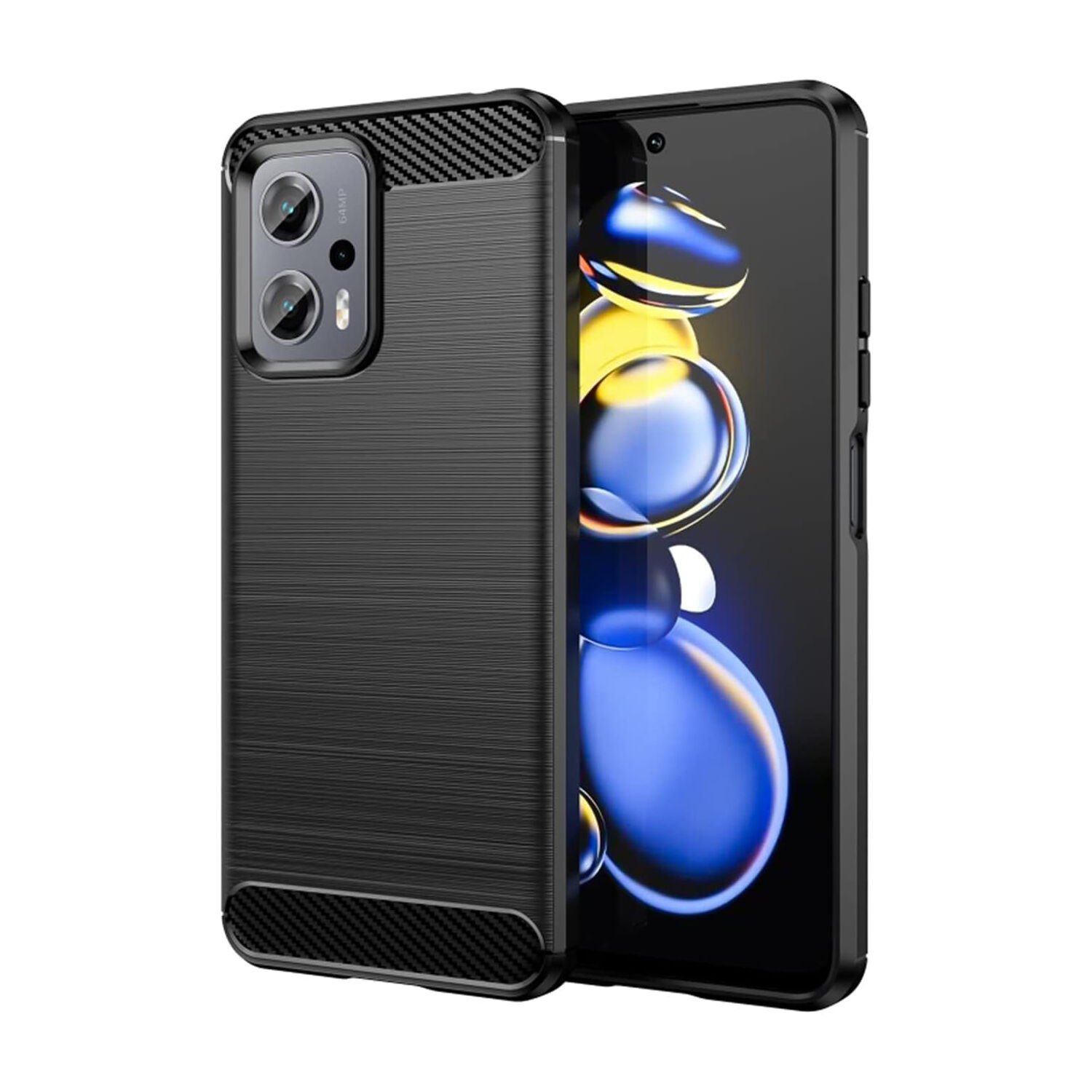 Microcase Xiaomi Redmi Note 12T Pro / Note 11T Pro Brushed Carbon Fiber Silikon Kılıf - Siyah AL3332